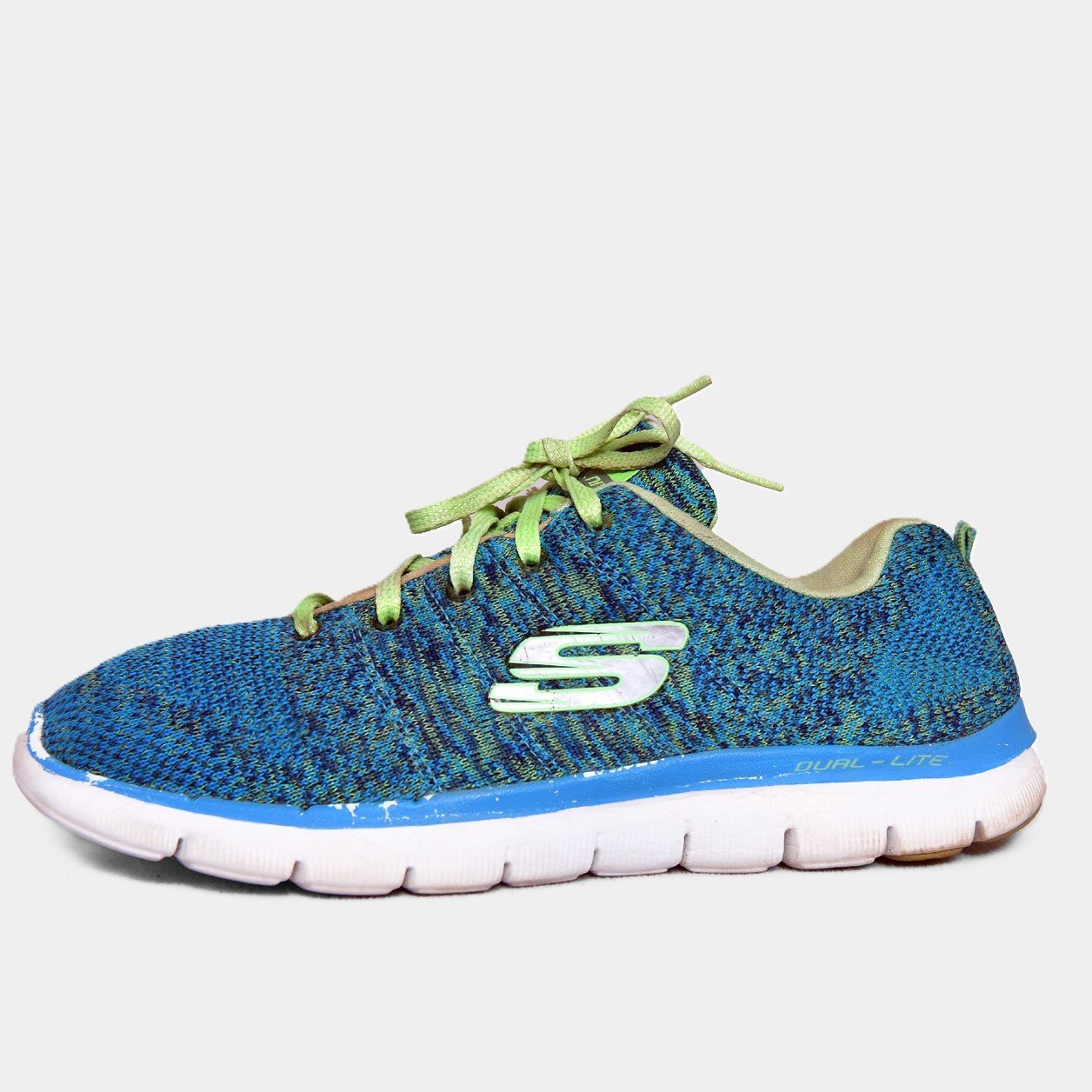 Skechers Dual-Lite Blue/Green Knit Sneakers – Lightweight Comfort Shoes in Pakistan by TRENDYGO - Image 2